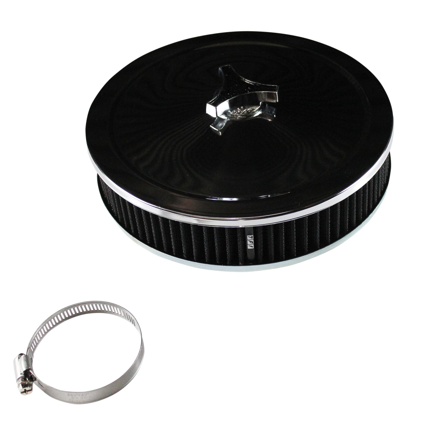 Chrome Air Cleaner 9" Wide x 2" Tall Suit 2-5/8" WW Stromberg Carb Black Element
