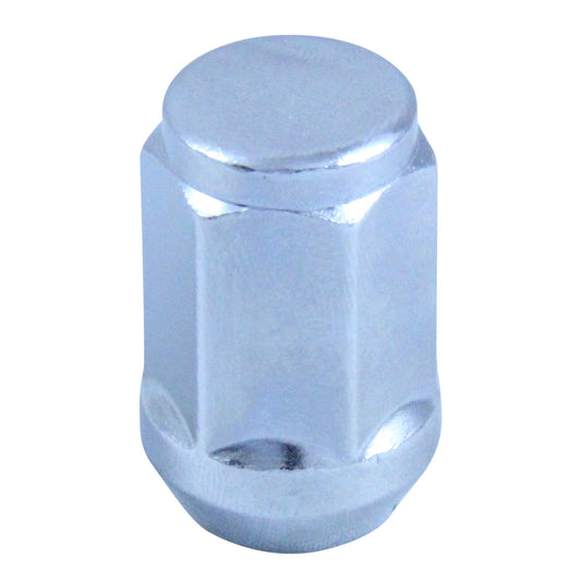 Single Chrome Acorn Bulge Wheel Nut (Close Ended) - 7/16" UNF Thread, 19mm Hex
