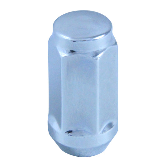 Single Long Chrome Acorn Bulge Wheel Nut (Close Ended) - 1/2" Thread, 19mm Hex