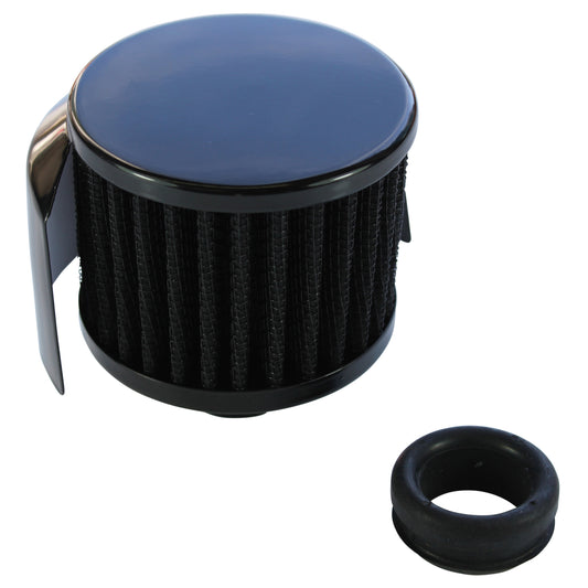TFI Racing 66-045 Breather Cap Push On with Shield Black Element ALL BLACK