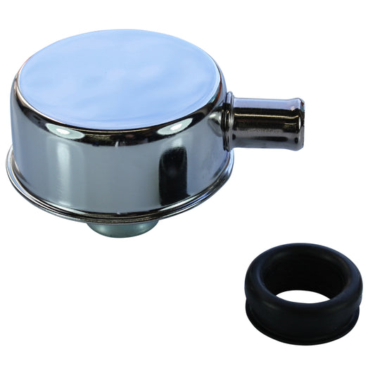 Valve Cover Breather Cap Push In 1"(25mm) Neck with Tube Chromed Steel + Grommet