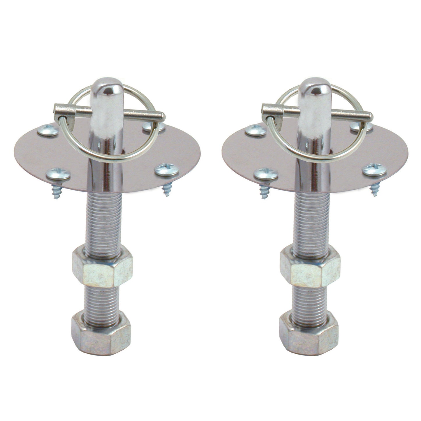 Hood Pin Kit Torsion Clip Type Chrome with 2 ea posts, scuff plates, etc