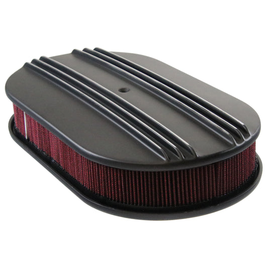 Oval Black Half Finned Air Cleaner 15" x 2" Holley Edelbrock Quadrajet Carter
