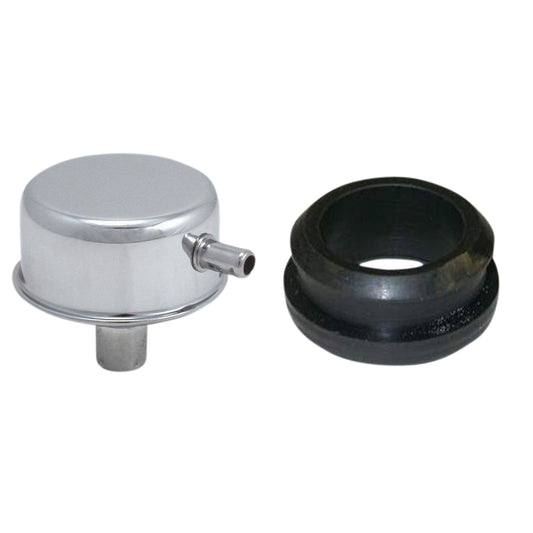 Valve Cover Breather Cap Push In 3/4"(19mm) Neck Inbuilt Pcv Chrome + Grommet