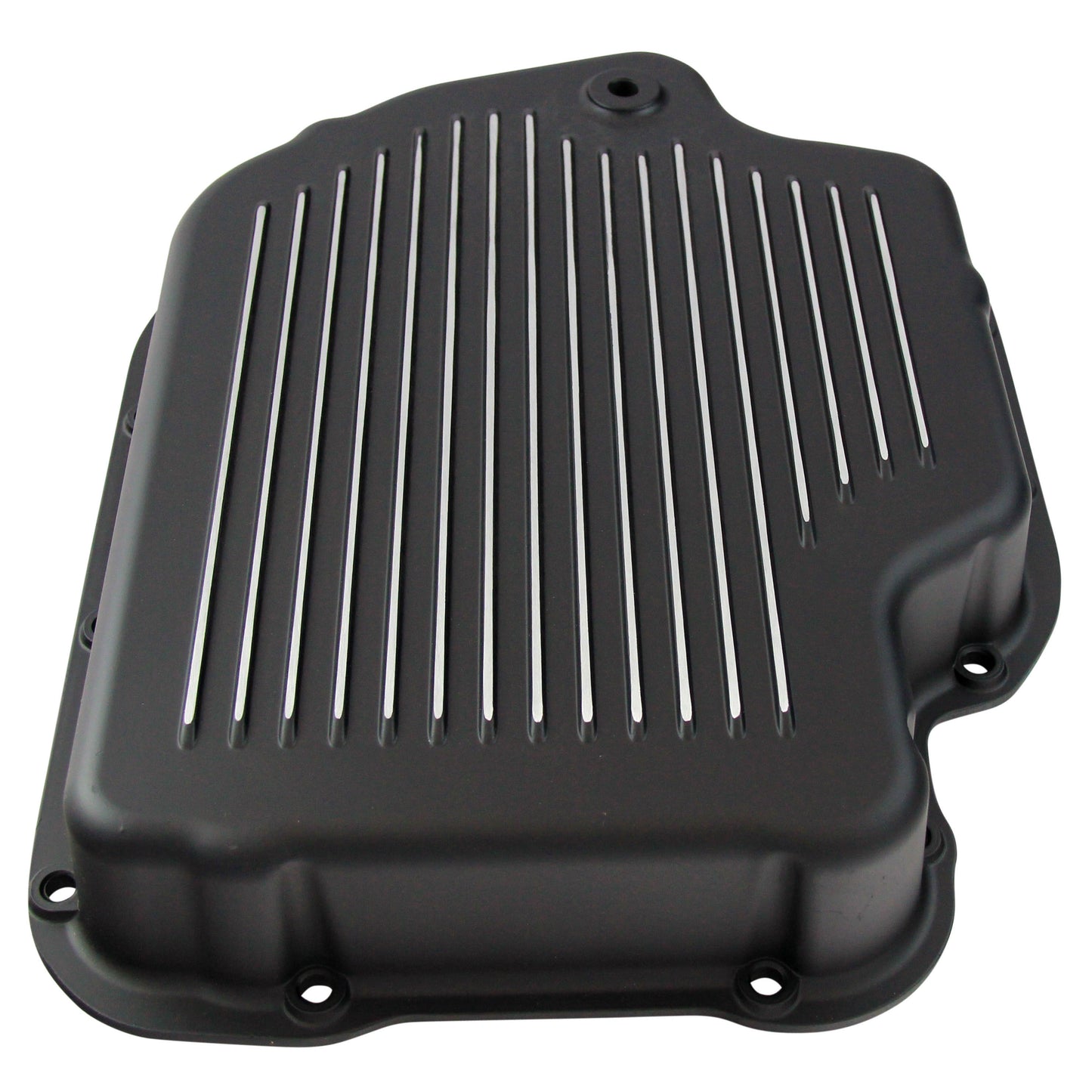 Transmission Pan GM Turbo 400 Black Finned Milled Alloy Gasket Bolts Hardware
