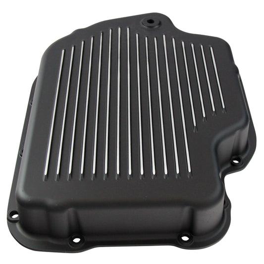 Transmission Pan GM Turbo 400 Black Finned Milled Alloy Gasket Bolts Hardware
