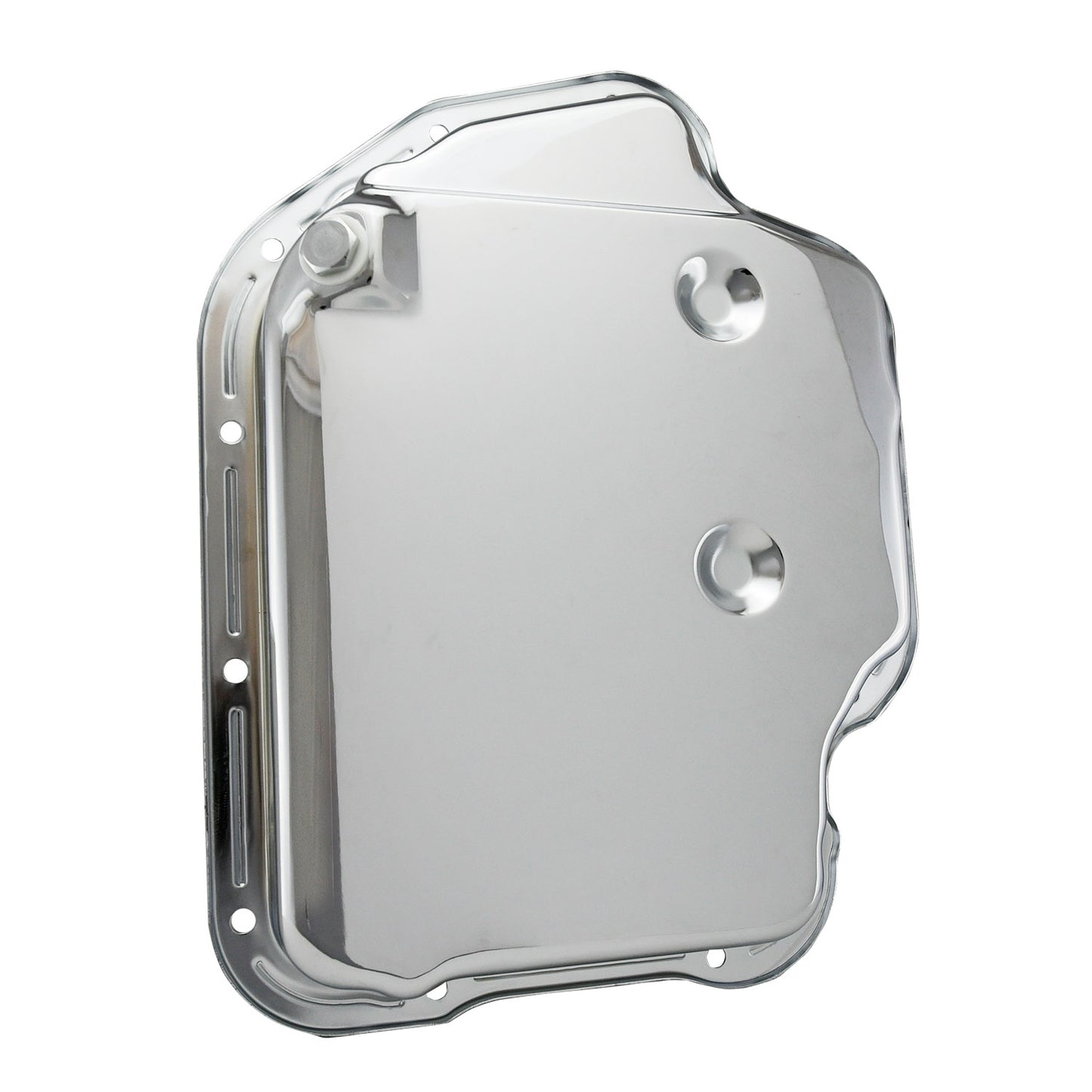 Transmission Pan GM Turbo 400 Smooth Chrome Steel 2" Standard Depth