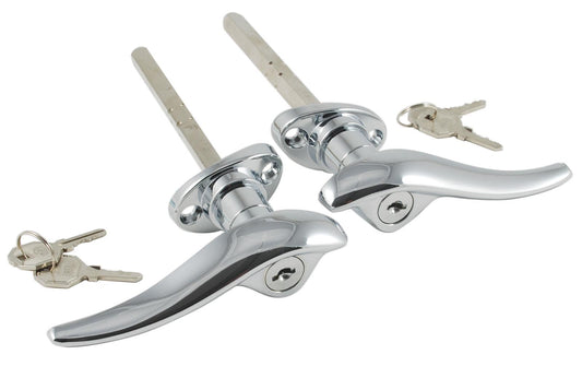 Bob Drake BDR-B-702350-1-L Reproductions B-702350/1-L Ford Exterior Door Handles Diecast Chrome Locking w/ Keys Kit