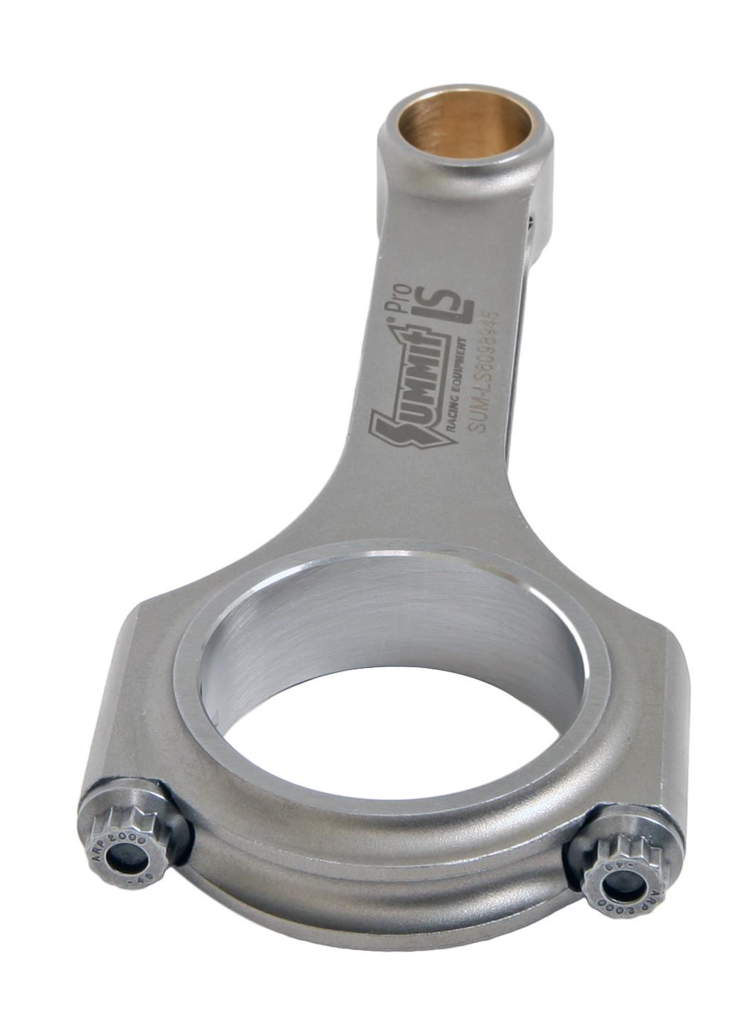 LS6098945 - Pro LS 4340 Forged Steel H-Beam connecting rod, 6.098 in. length, .945 pin, ARP 2000 7/16 12 pt. rod bolts, full floating, stroker clearanced, LS1