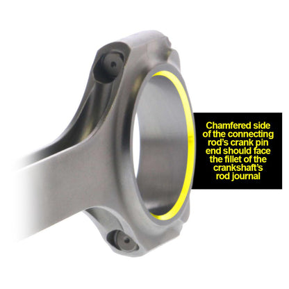 LS6098945 - Pro LS 4340 Forged Steel H-Beam connecting rod, 6.098 in. length, .945 pin, ARP 2000 7/16 12 pt. rod bolts, full floating, stroker clearanced, LS1