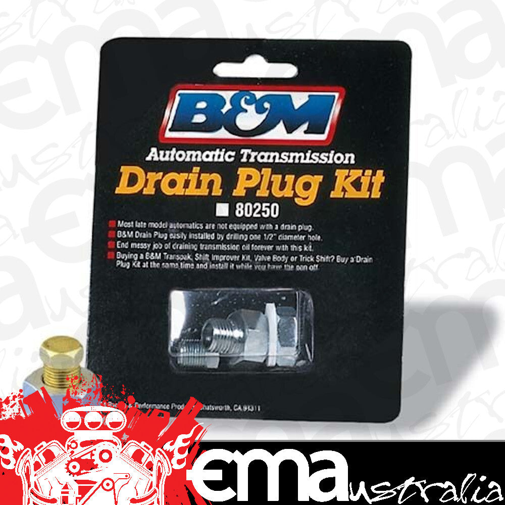 B&M BM80250 Universal Drain Plug Kit 1/2"-20 Outside Threads 1/8" Npt Plug