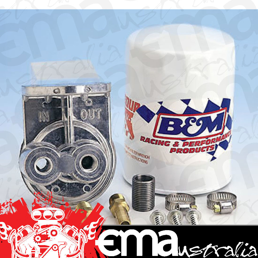 B&M BM80277 Universal Remote Transmission Oil Filter Kit 3/4"-16 Thread