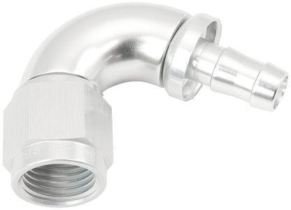 Aeroflow AF514-06-05S -6AN To 5/16" Barb 120 Degree Full Flow Push Lock Silver