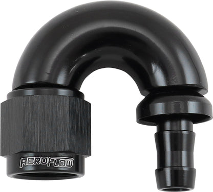 Aeroflow AF516-06-05BLK -6AN To 5/16" Barb 180 Degree Full Flow Push Lock Black