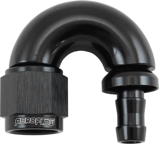 Aeroflow AF516-06-05BLK -6AN To 5/16" Barb 180 Degree Full Flow Push Lock Black