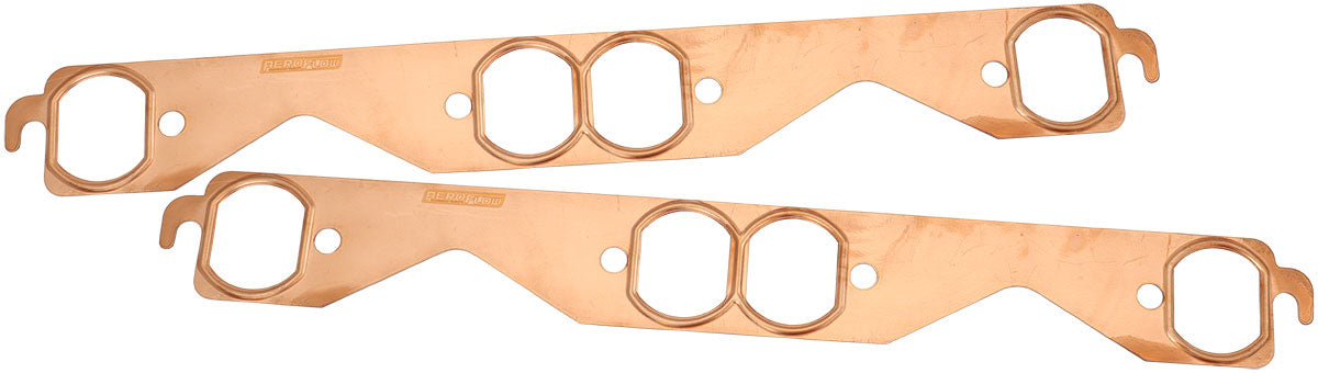Aeroflow AF1854-1214 SBC Oval Exhaust Gaskets Copper Embossed 350 Chev Smallpair Aeroflow - AF 1854-1214