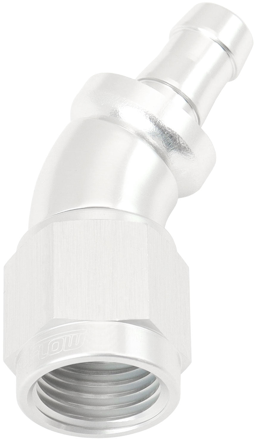 Aeroflow AF517-06-05S -6AN To 5/16" Barb 30 Deg Fullflow Push Lock Silver