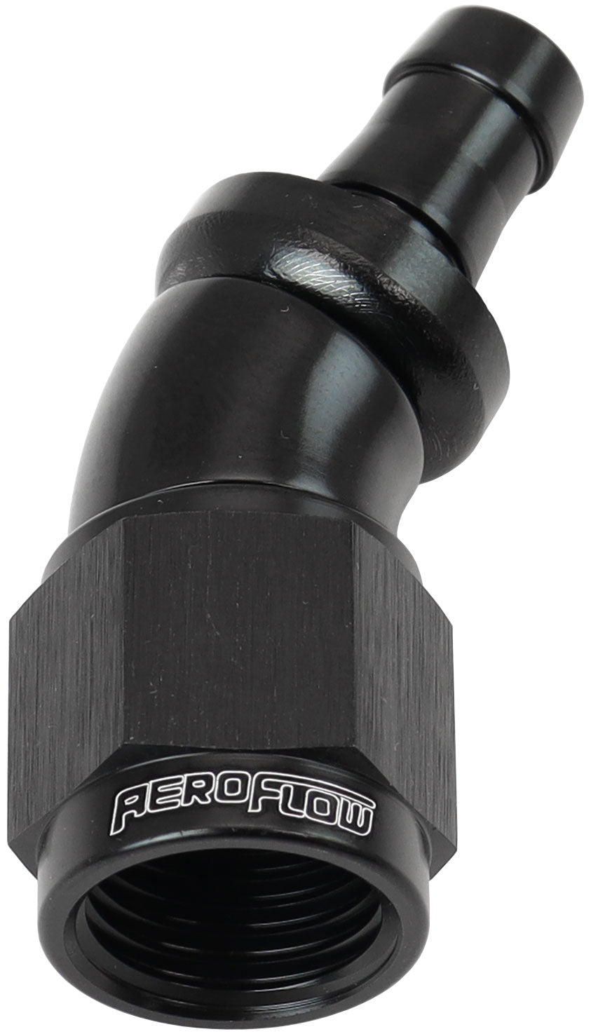Aeroflow AF517-06-05BLK -6AN To 5/16" Barb 30 Deg Fullflow Push Lock Black