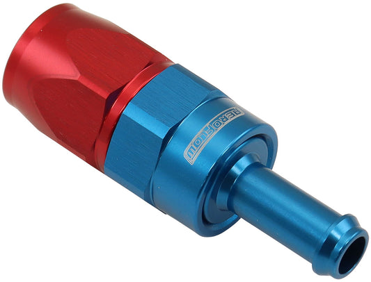 Aeroflow AF214-06-05D Straight -6AN Hose End To 5/16Barb Teflon 200 Series Blue
