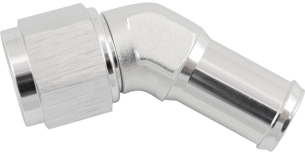 Aeroflow AF412-08-10S Female -8AN 45Deg To 5/8" Barbsilver Swivel Nut