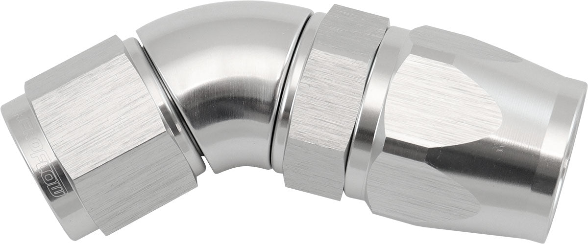 Aeroflow AF572-10-08DS Stepped 45 Degree End -10 Hoseto -8AN Expander Hose End Silvteflon AF 572-10-08Ds