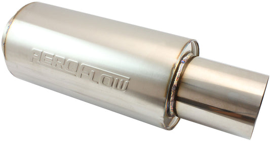 Aeroflow AF5515-350 3.5" Round Muffler Centre 18" Length 6" Dia 5" Tip S/S