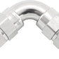 Aeroflow AF593-04-04DS 90 Deg -4AN To -4AN Teflon Full Flow Hose Ends Silve Ptfe