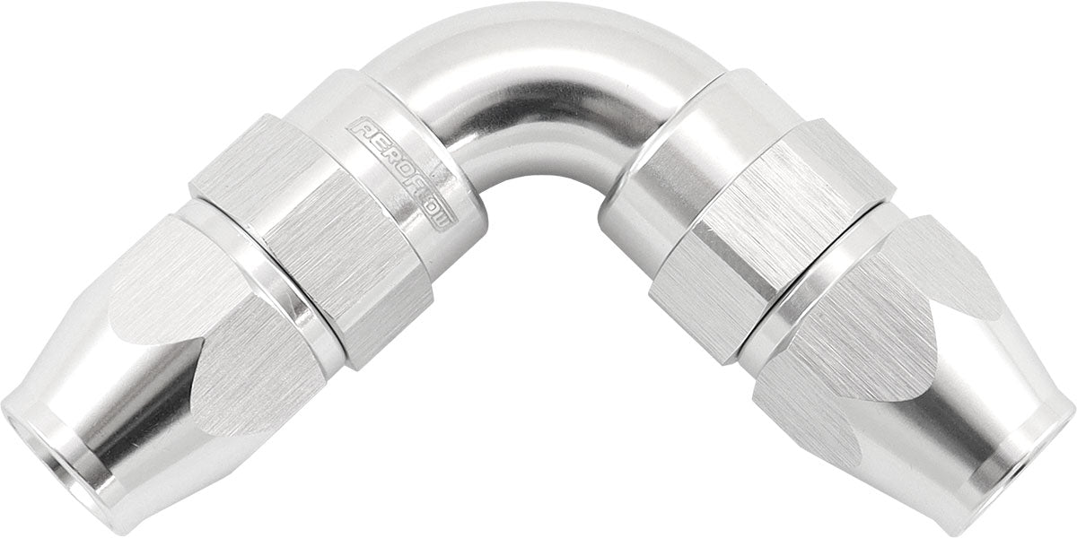 Aeroflow AF593-04-04DS 90 Deg -4AN To -4AN Teflon Full Flow Hose Ends Silve Ptfe