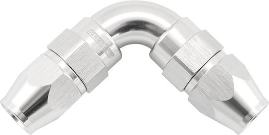 Aeroflow AF593-04-04DS 90 Deg -4AN To -4AN Teflon Full Flow Hose Ends Silve Ptfe