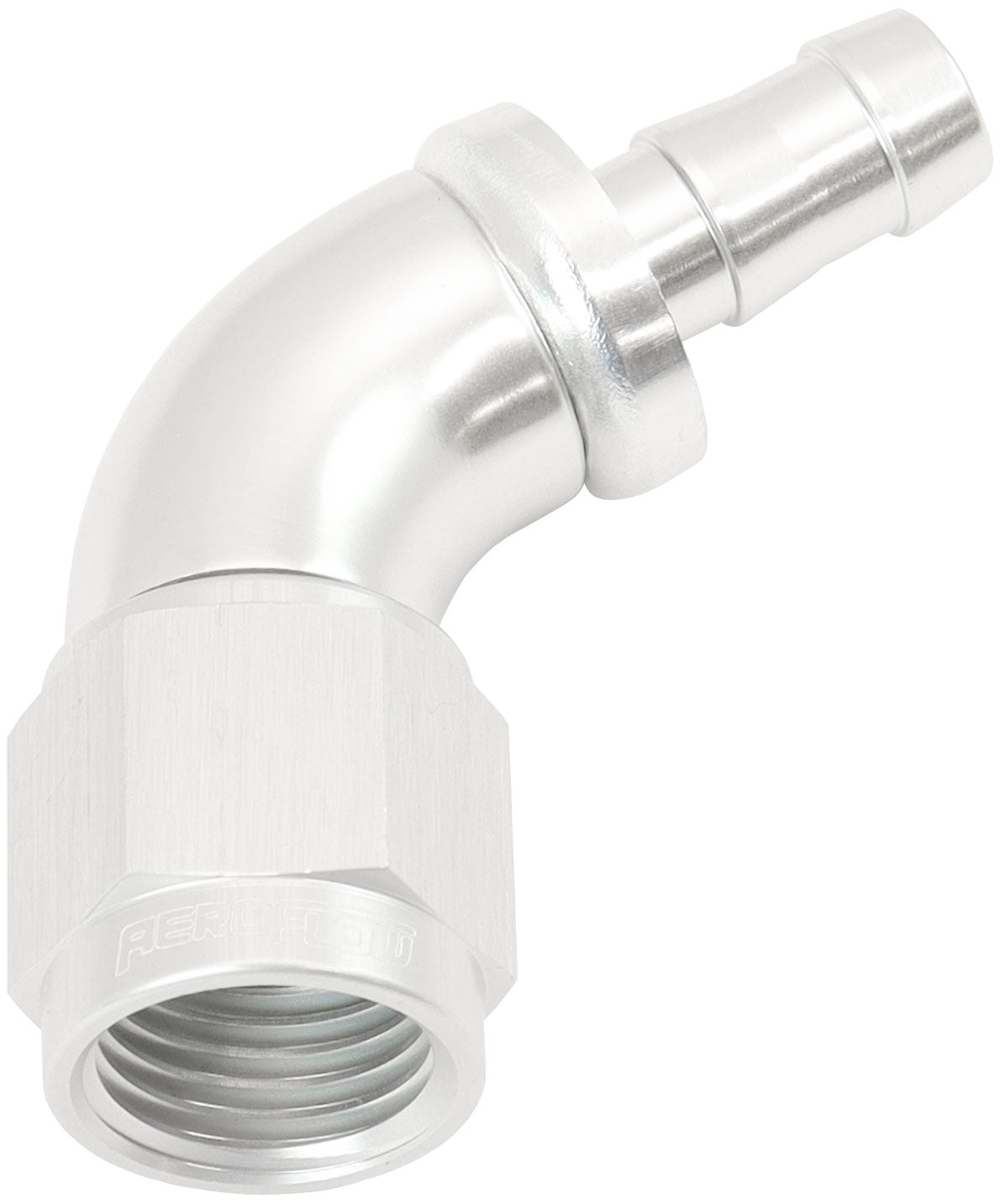 Aeroflow AF518-06-05S -6AN To 5/16" Barb 60 Deg Fullflow Push Lock Silver