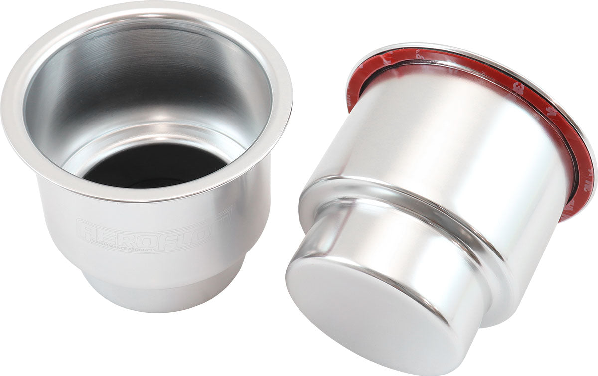 Aeroflow AF72-9088 Large Cup Holders Silver Pair Shifter Riser Drink Hold