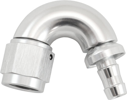 Aeroflow AF515-06-05S -6AN To 5/16" Barb 150 Degree Full Flow Push Lock Silver