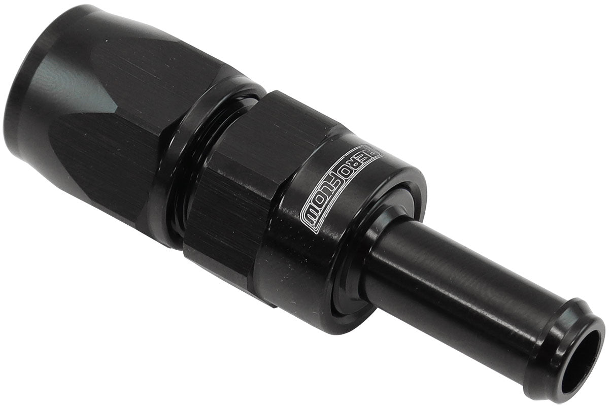 Aeroflow AF214-06-06DBLK Straight -6AN Hose End To 3/8"Barb Teflon 200 Series Black