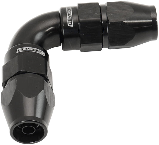 Aeroflow AF593-04-04DBLK 90 Deg -4AN To -4AN Teflon Full Flow Hose Ends Black Ptfe