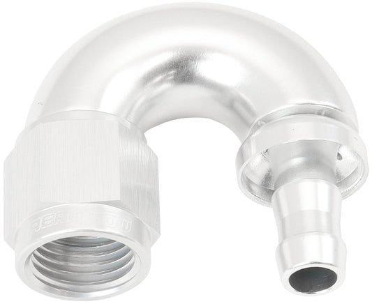 Aeroflow AF516-06-05S -6AN To 5/16" Barb 180 Degree Full Flow Push Lock Silver
