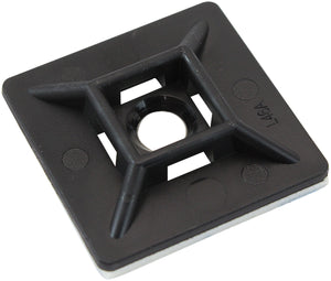 Aeroflow AF98-9998-100 Cable Tie Mounts 28mm X 28mm Nylon 3M Pad Mount Black