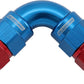 Aeroflow AF593-04-04D 90 Deg -4AN To -4AN Teflon Full Flow Hose Ends Blue Ptfe