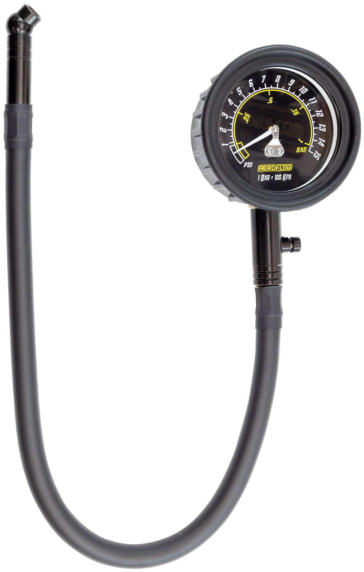 Aeroflow AF98-2161 Tyre Pressure Gauge 0-15 Psi Tire 1.03 Bar Black ANalogue