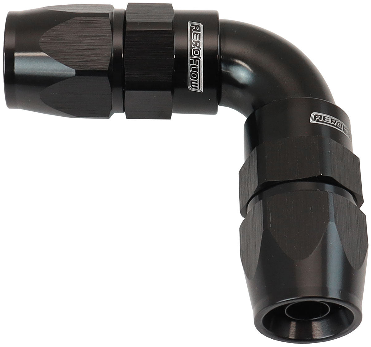 Aeroflow AF593-06-06DBLK 90 Deg -6AN To -6AN Teflon Full Flow Hose Ends Black Ptfe