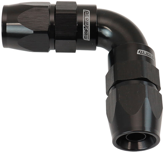 Aeroflow AF593-06-06DBLK 90 Deg -6AN To -6AN Teflon Full Flow Hose Ends Black Ptfe