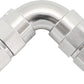 Aeroflow AF593-06-06DS 90 Deg -6AN To -6AN Teflon Full Flow Hose Ends Silve Ptfe