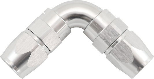 Aeroflow AF593-06-06DS 90 Deg -6AN To -6AN Teflon Full Flow Hose Ends Silve Ptfe