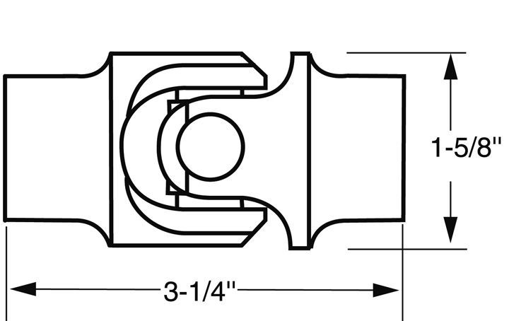 Borgeson BOR013737 Steel Single Needle Bearing Universal Joint 3/4"-38 x 3/4"-48
