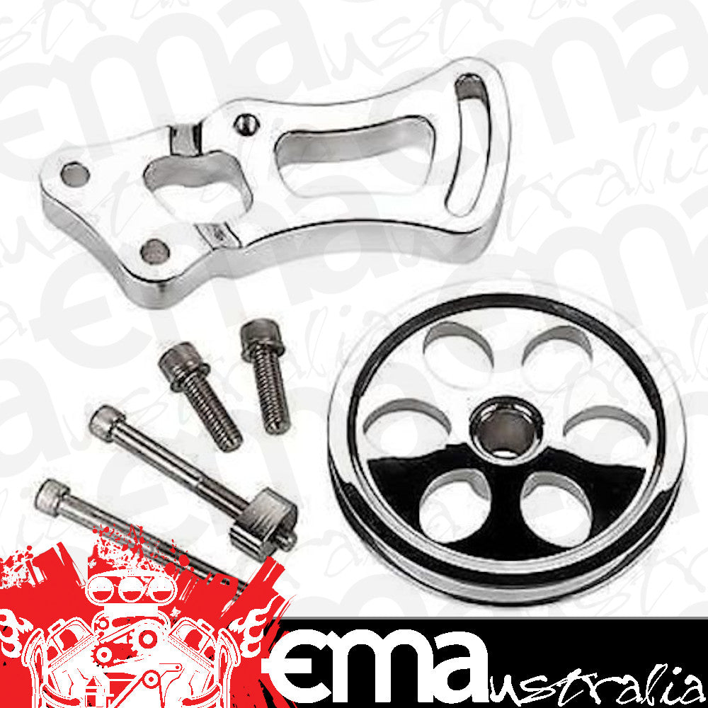 Billet Specialties BS12120 Power Steering Bracket & Pulley Short Pump Chev SB V8