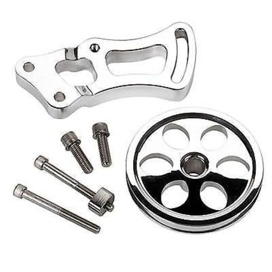 Billet Specialties BS12120 Power Steering Bracket & Pulley Short Pump Chev SB V8