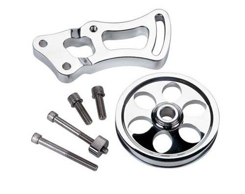 Billet Specialties BS12220 Power Steering Bracket & Pulley Long Pump Chev SB V8