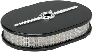 Billet Specialties BS15324 Oval Streamline Air Cleaner 8-3/8"W X 11-7/8"L Black