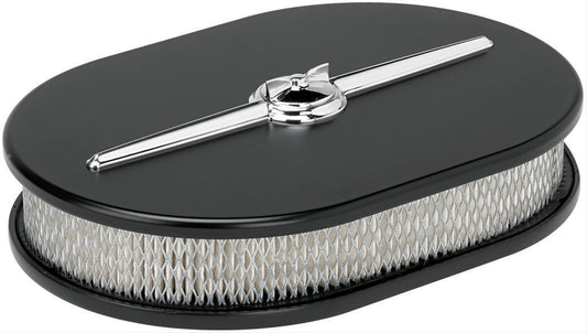 Billet Specialties BS15324 Oval Streamline Air Cleaner 8-3/8"W X 11-7/8"L Black
