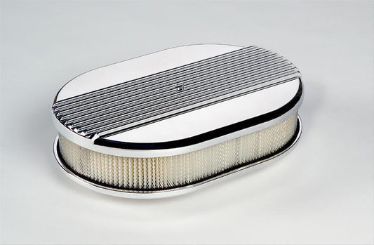 Billet Specialties BS15630 Small Oval Polished Air Cleaner 11.875X 8.375" Ribbed
