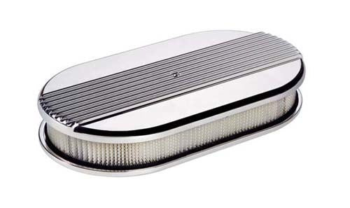 Billet Specialties BS15640 Polished Aluminium Large Oval Air Cleaner Assembly - Ribbed 15" X 8-1/2" X 3"